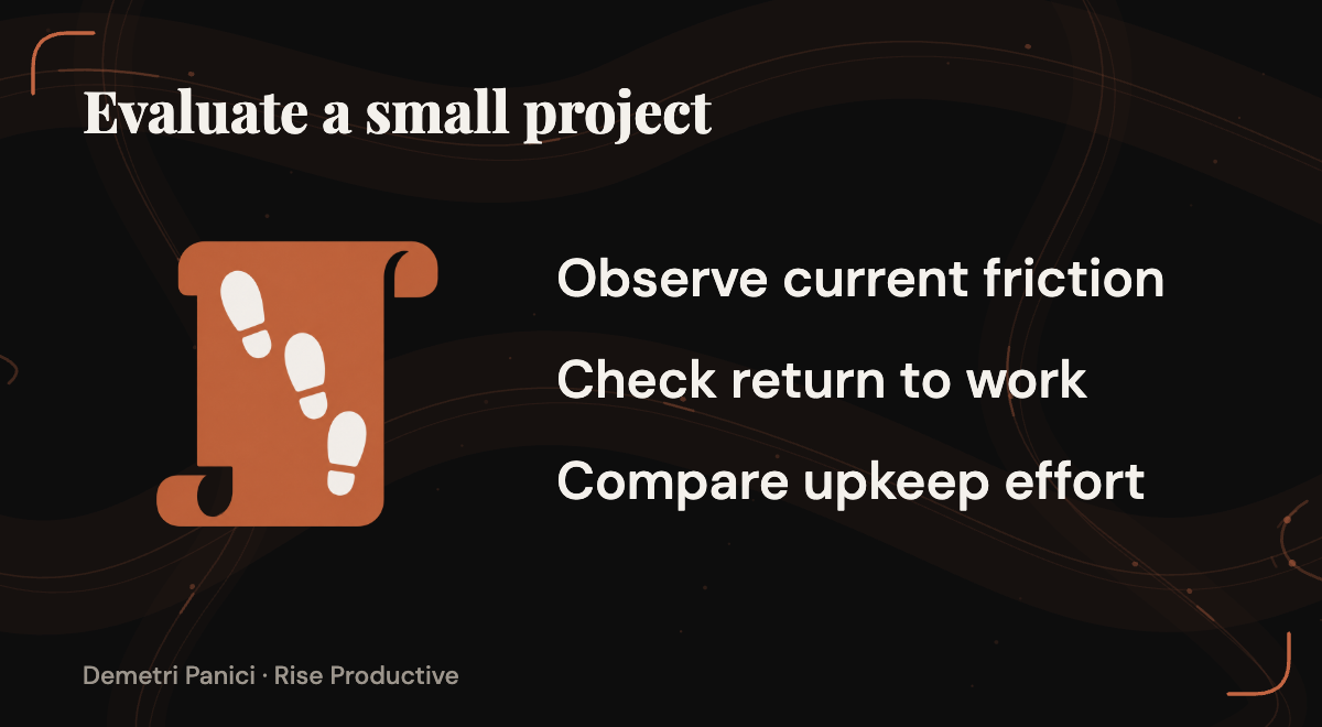 A project pilot tracks existing friction, return-to-work clarity, and the effort needed to maintain context.