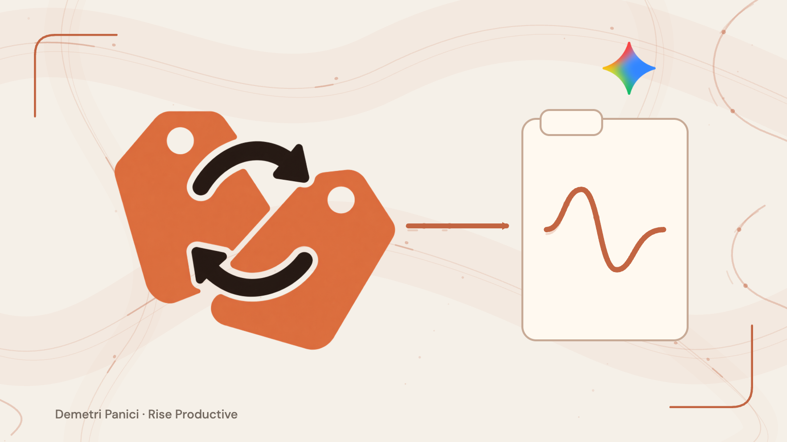 Two orange model paths with arrows lead to an audio file, with a small Gemini mark.