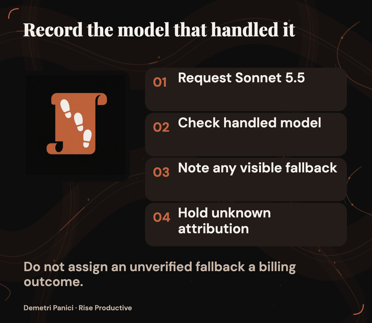 A requested Sonnet 5.5 run may remain on that model, visibly fall back to Sonnet 5, or lack enough evidence to attribute the result.