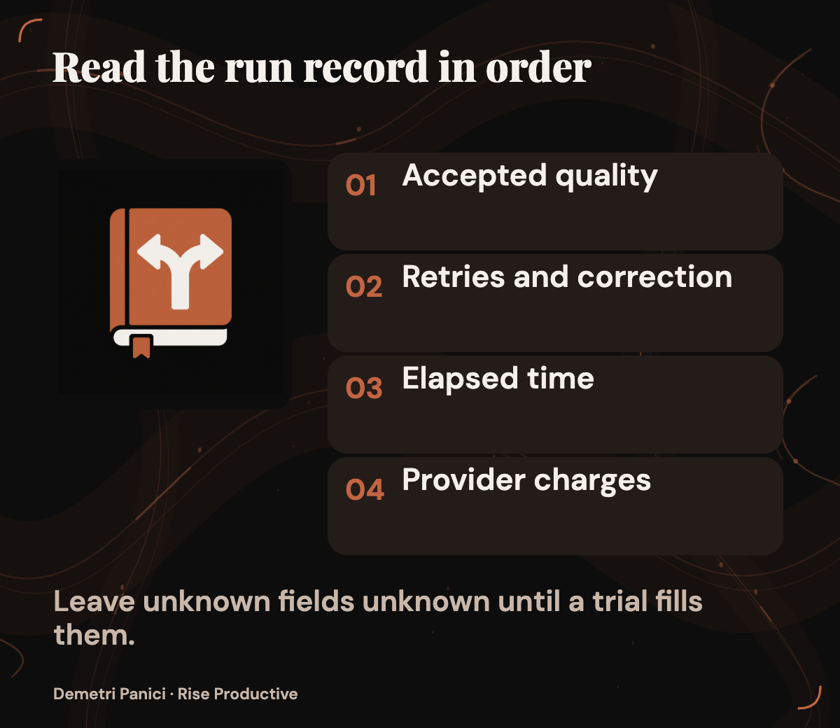 A proposed comparison checks accepted quality first, then retries and correction, then elapsed time and charges.